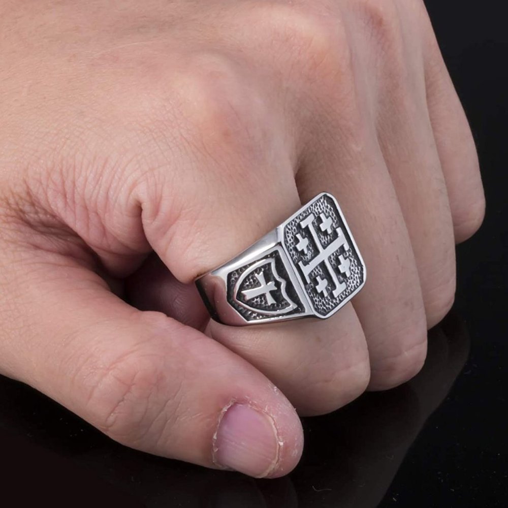 🆕Jerusalem Cross Stainless Steel Ring - Picture 1 of 4